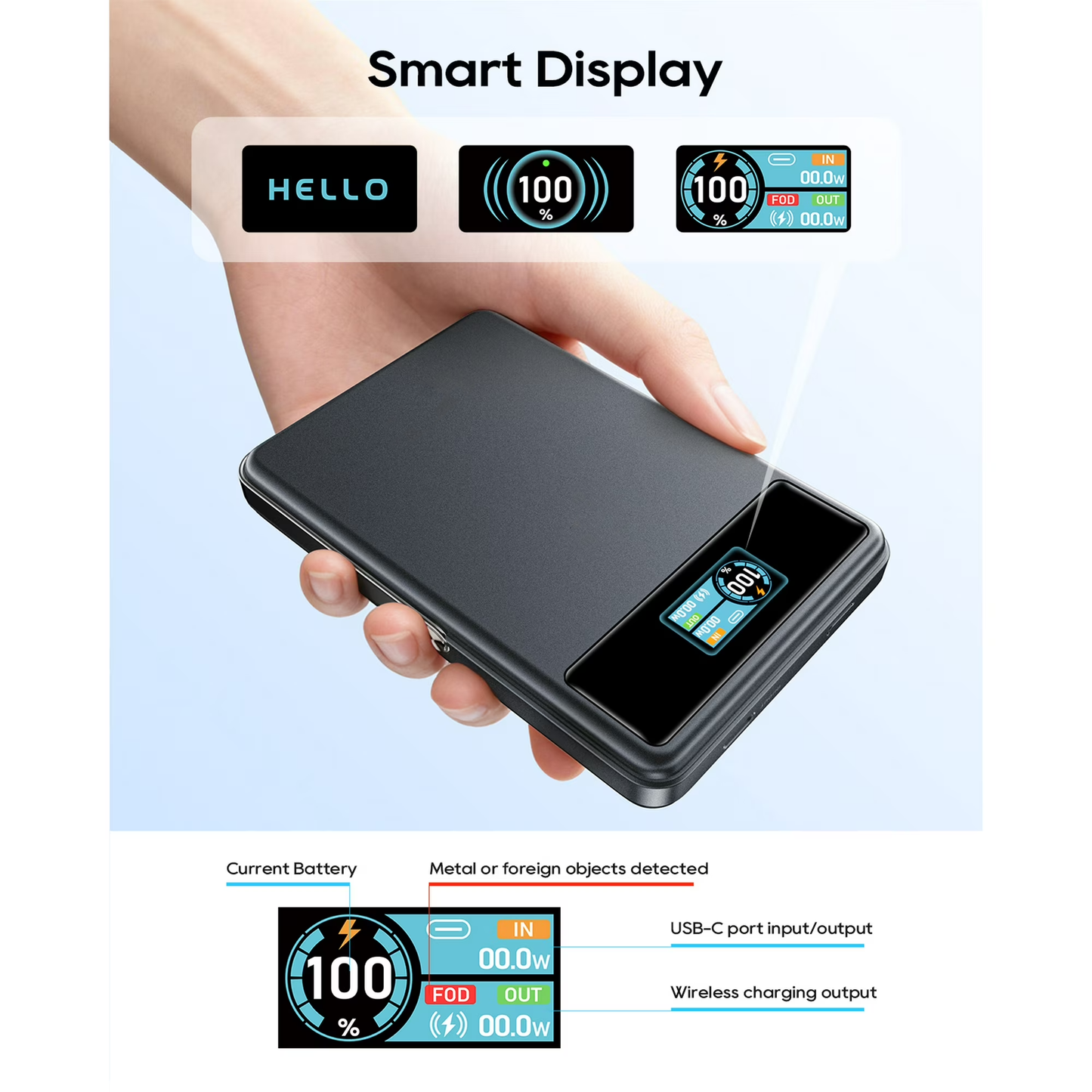 15W Magnetic Wireless Power Bank 10000mAh