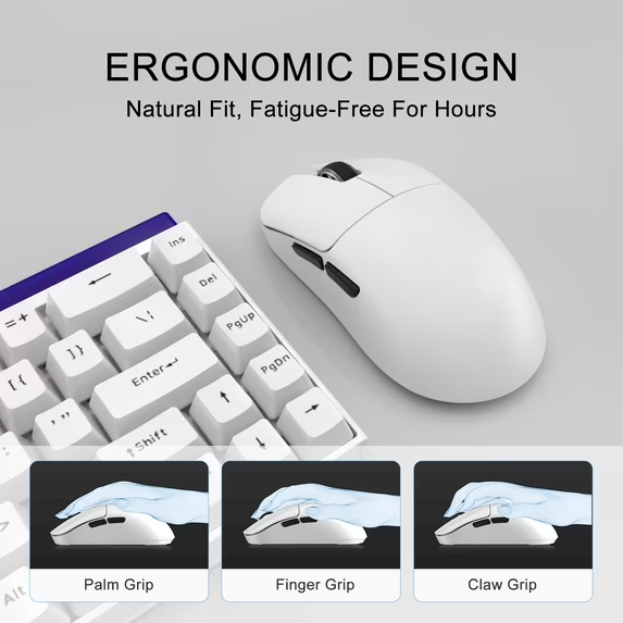 Tri-Mode White Wireless Gaming Mouse