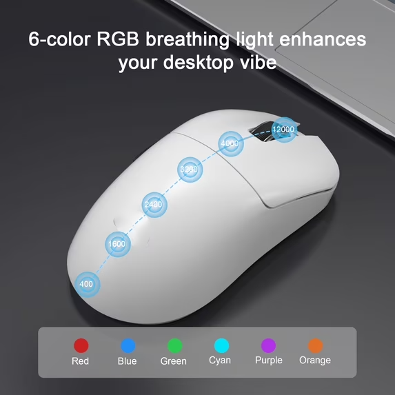 Tri-Mode White Wireless Gaming Mouse
