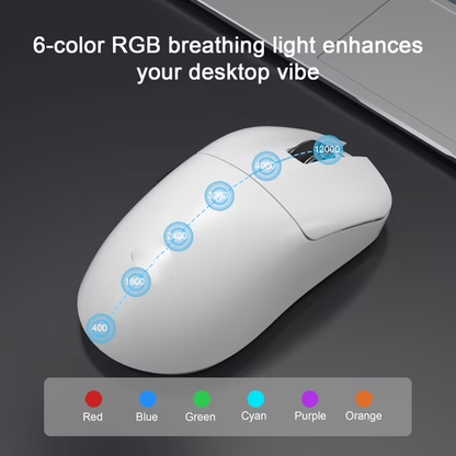 Tri-Mode White Wireless Gaming Mouse