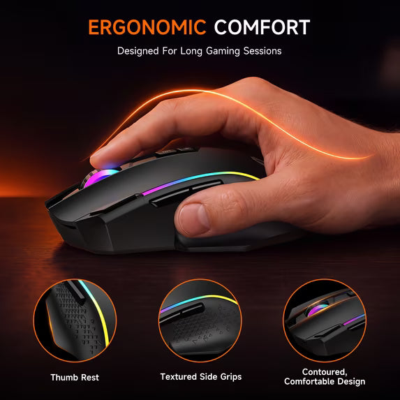 Tri-Mode RGB Wireless Wired Gaming Mouse