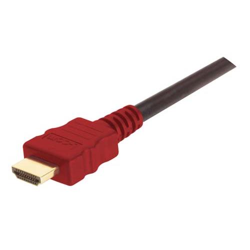 High Speed HDMI Cable, Black Cord with Red Molded Connector Hoods,